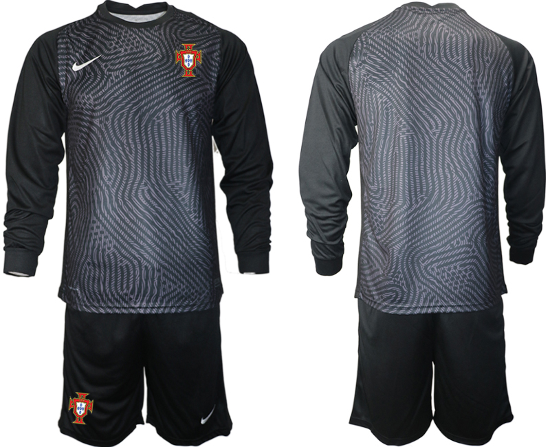 Men 2021 European Cup Portugal black Long sleeve goalkeeper Soccer Jersey